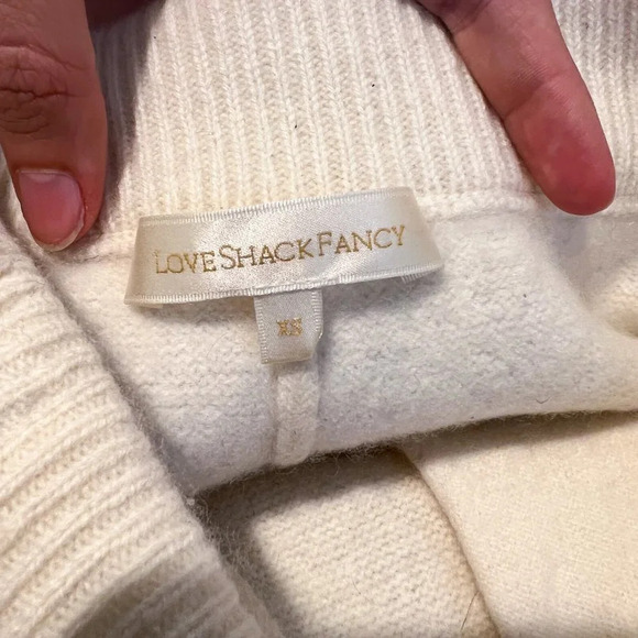 LoveShackFancy Wool Cashmere Cream Knit Tie Waist Preppy Casual Jogger Pants XS - Picture 8 of 11